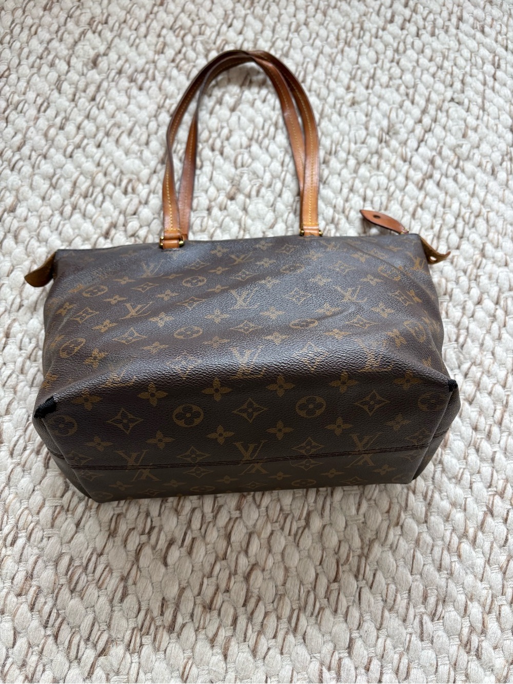 Louis Vuitton Brown Monogram Canvas Tote with Tan Leather Trim - Picture 13 of 14